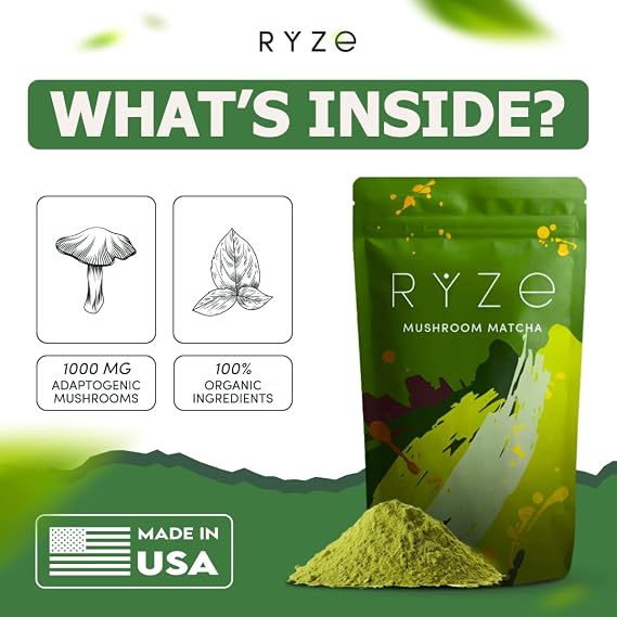 RYZE Organic Mushroom Matcha – 30 Servings