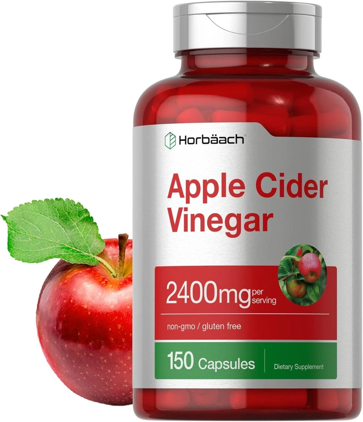 Horbäach Apple Cider Vinegar Capsules – 2400mg, 150 Count