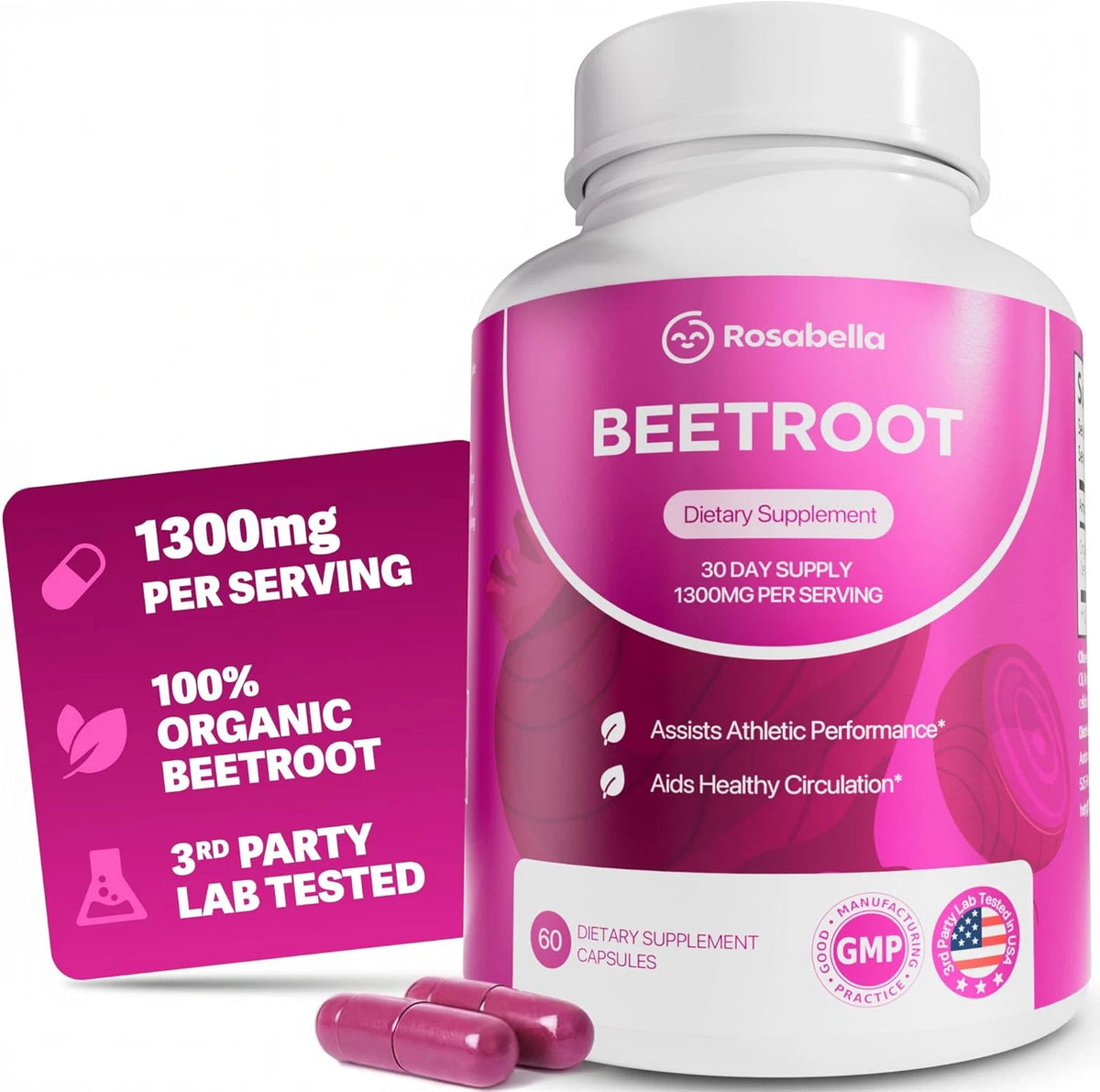Organic Beet Root Capsules – 1300mg Beet Root Powder