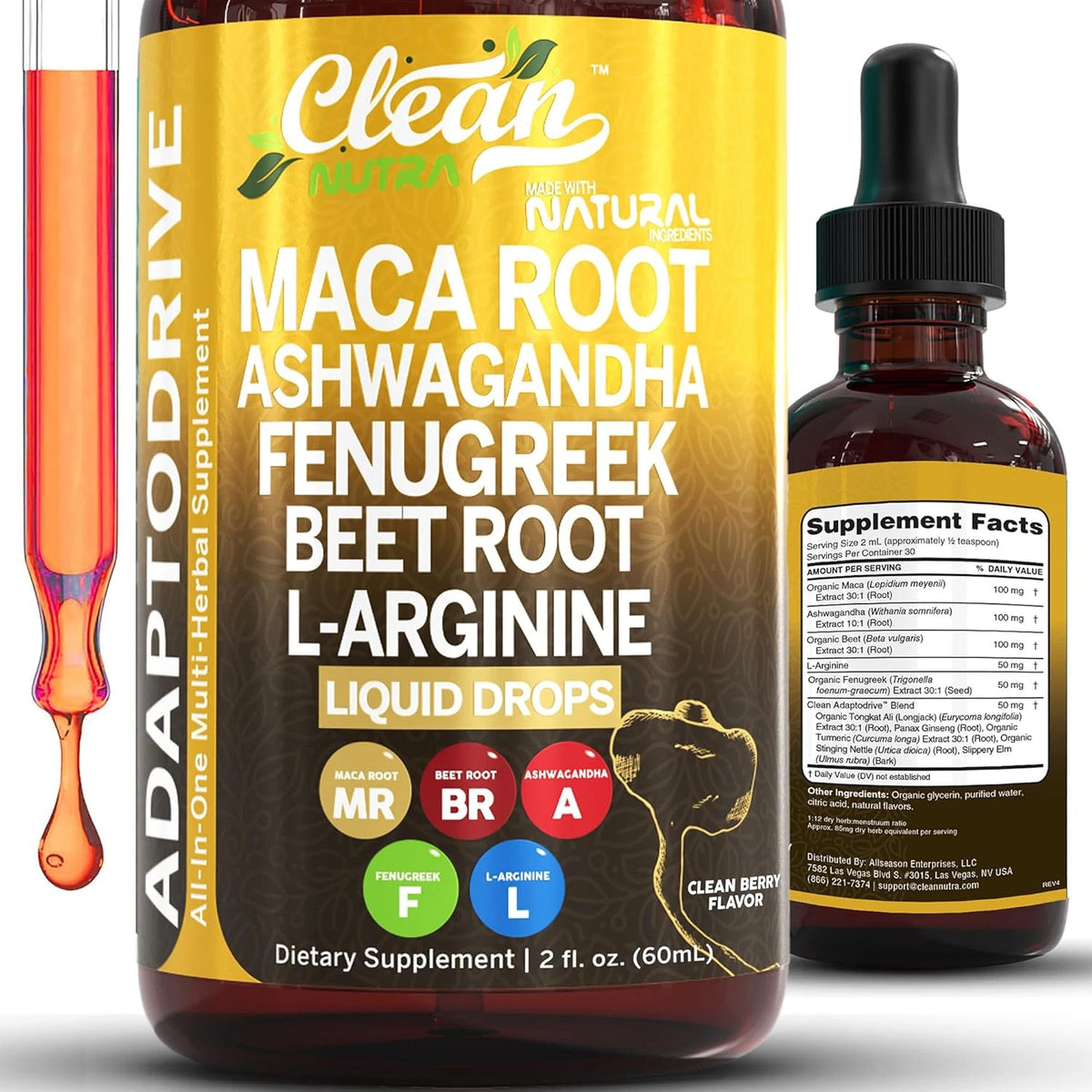 Organic Maca Root Liquid Drops – Ashwagandha, Fenugreek &amp; Beet Root