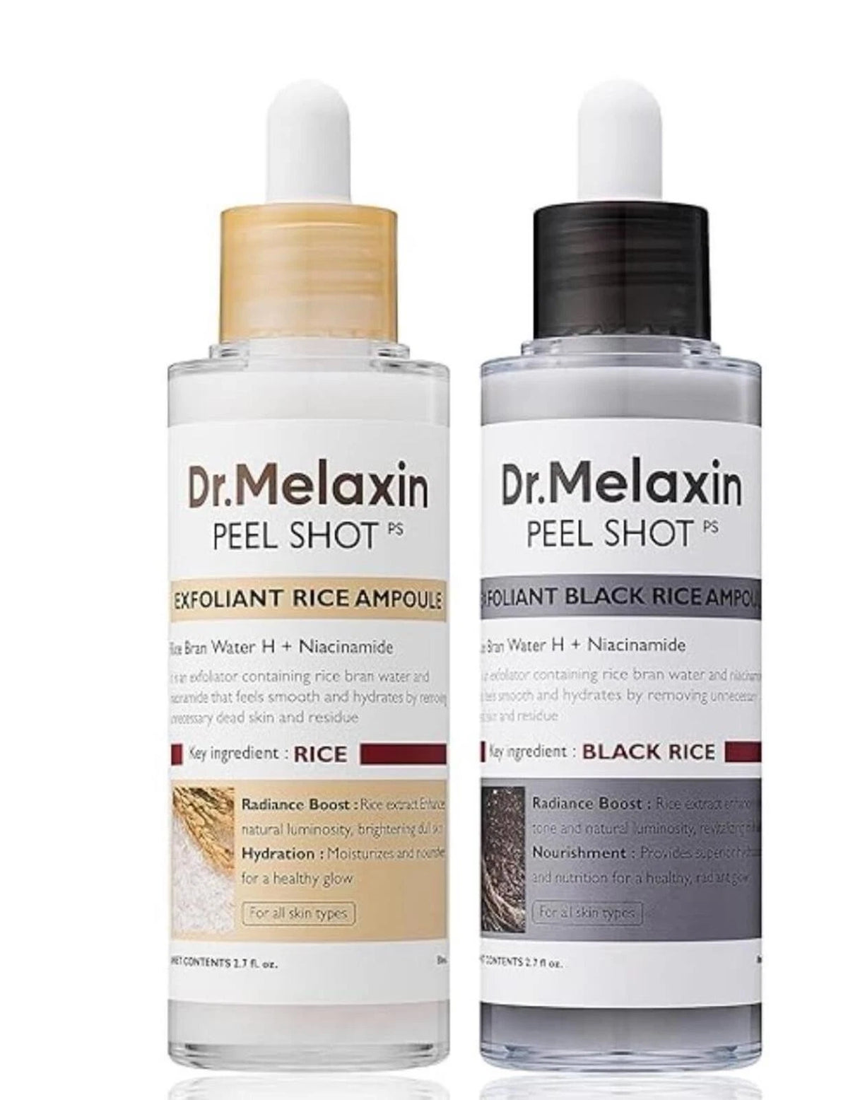 Dr.Melaxin Peel Shot Glow White &amp; Black Rice Ampoule Duo